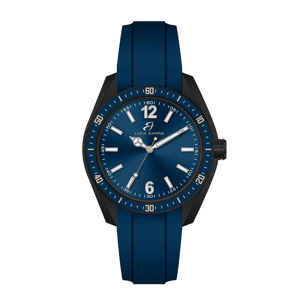 BLUE SILICONE MEN'S WATCH