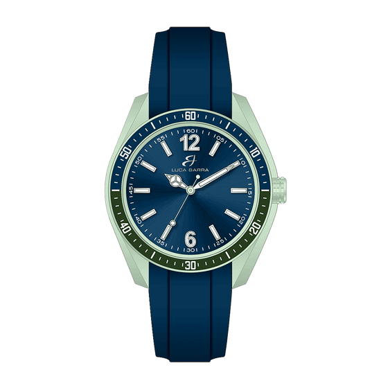 BLUE AND GREEN SILICONE MEN'S WATCH