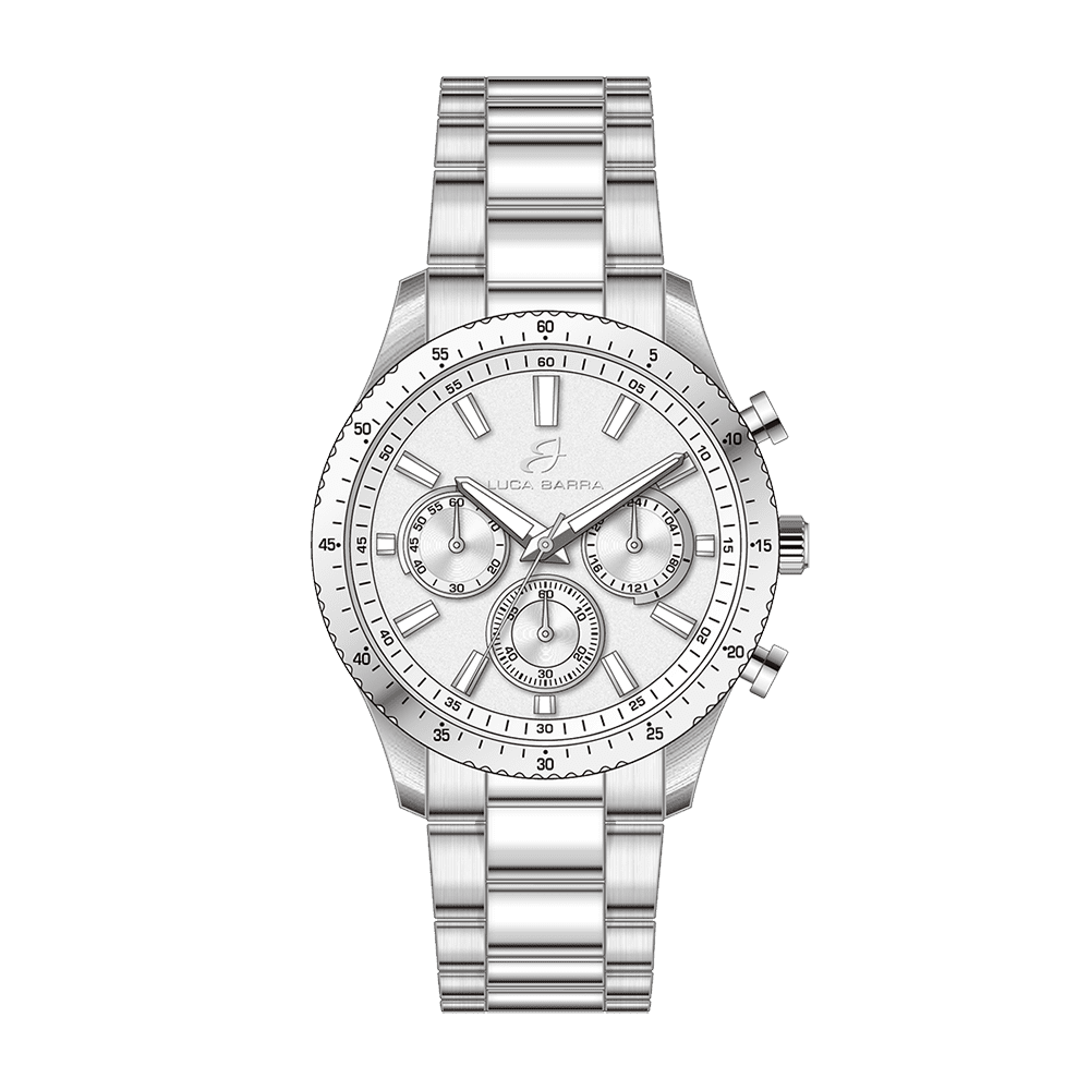 MAN'S WATCH IN STEEL WHITE QUADRANT Luca Barra