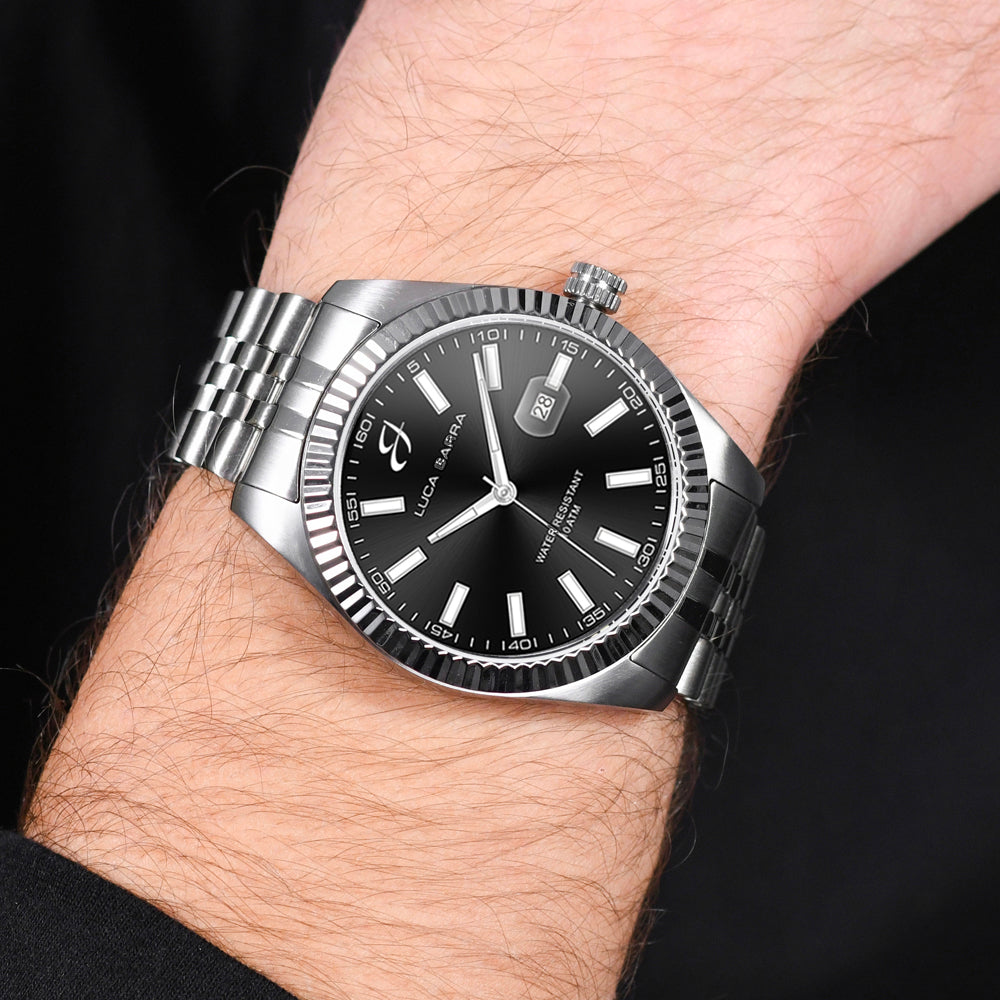 STEEL MEN'S WATCH KNURLED BEZEL