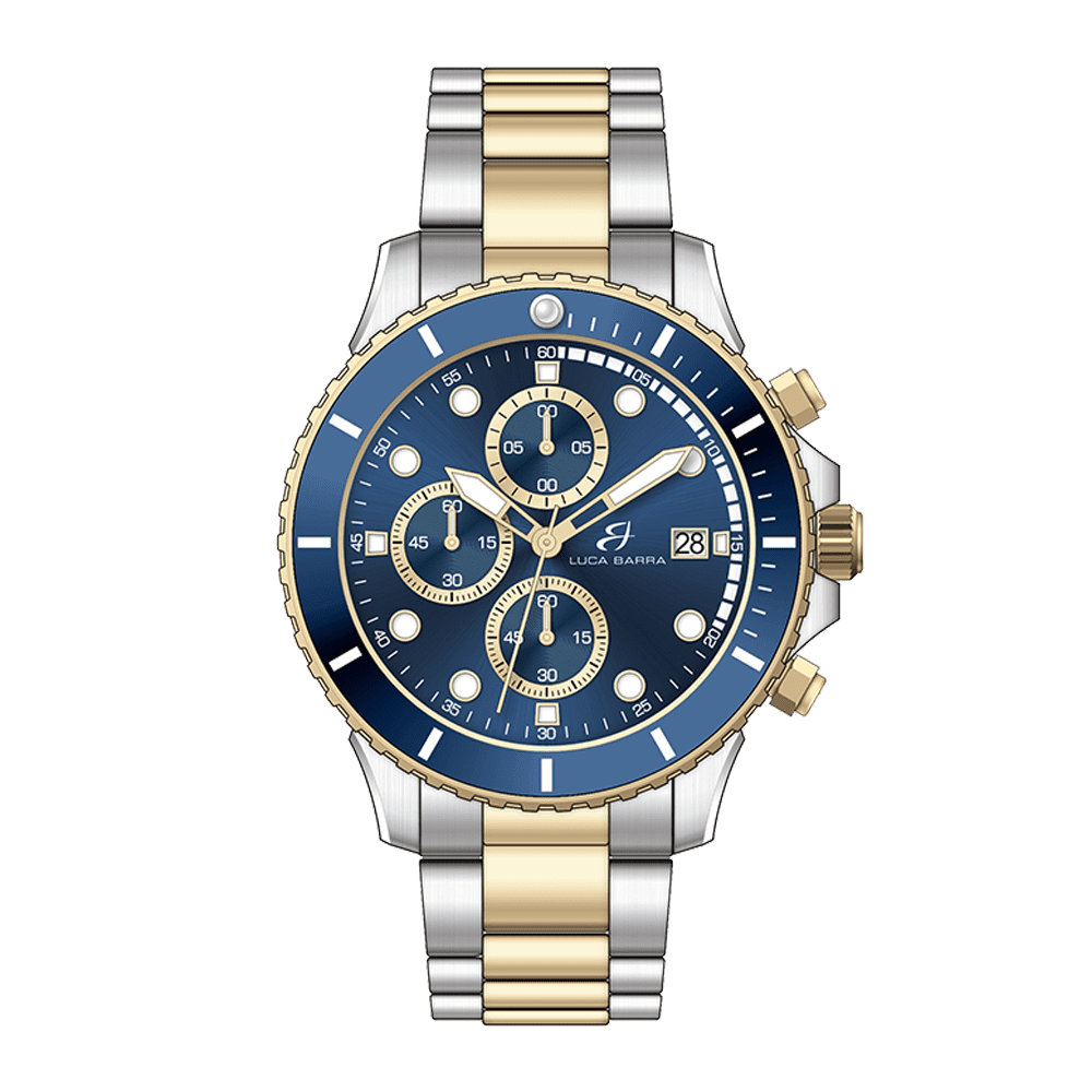 STEEL AND IP GOLD MEN'S WATCH WITH BLUE DIAL