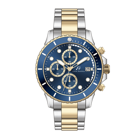 STEEL AND IP GOLD MEN'S WATCH WITH BLUE DIAL