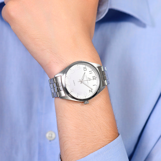 MAN'S WATCH IN STEEL WHITE QUADRANT Luca Barra