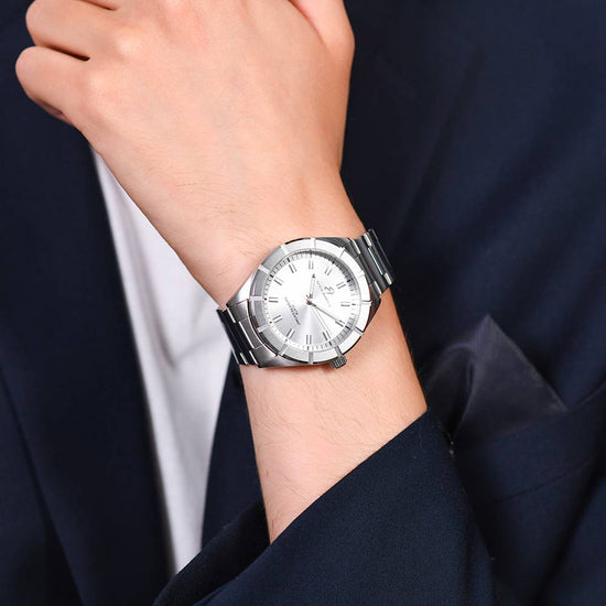 WHITE DIAL STEEL MEN'S WATCH