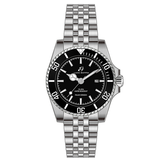 WATCH WITH STEEL CLOCK WITH BLACK CLOCK QUADRANT BLACK ICE CLOCK Luca Barra