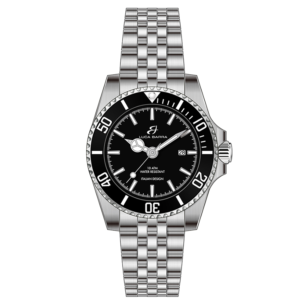 WATCH WITH STEEL CASE BLACK DIAL BLACK BEZEL