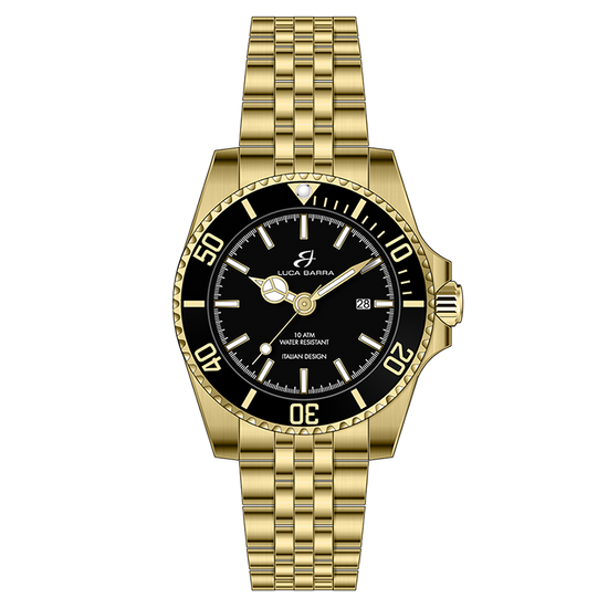 IP GOLD STEEL CASE WATCH BLACK DIAL