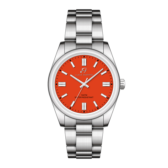 STEEL WATCH WITH ORANGE DIAL