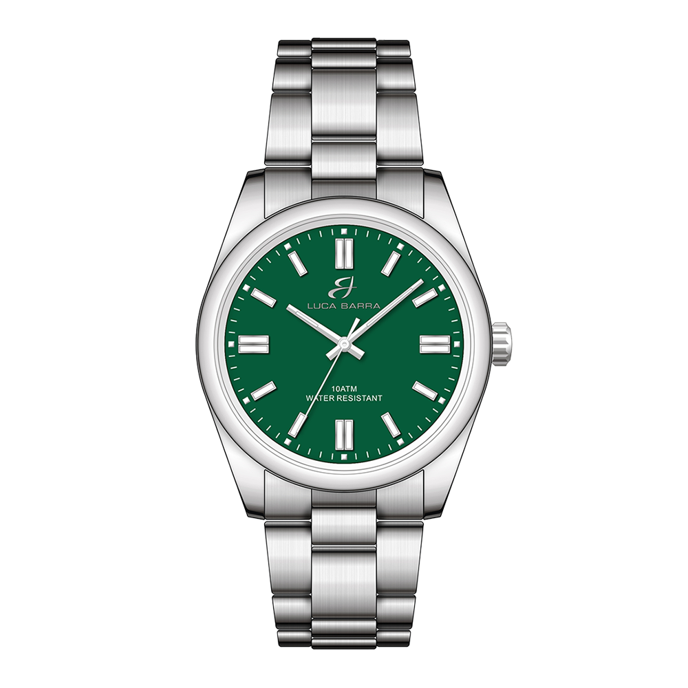 STEEL WATCH WITH GREEN DIAL