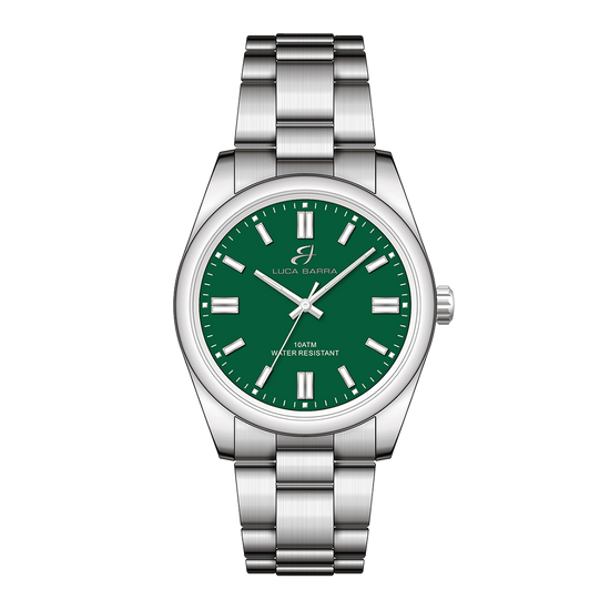 STEEL WATCH WITH GREEN DIAL