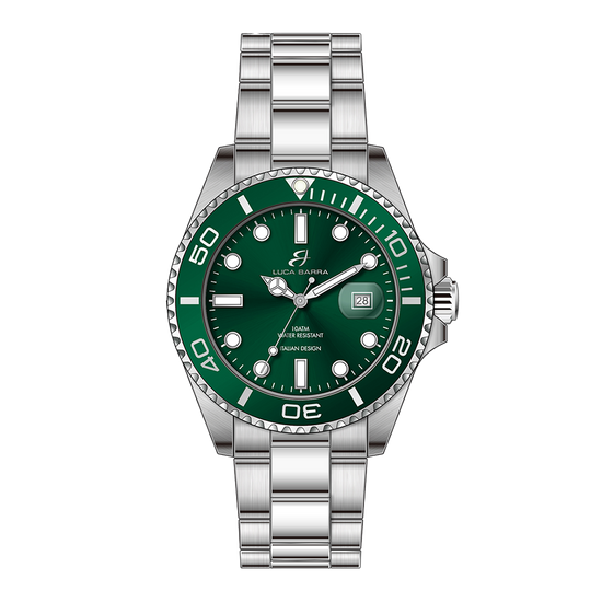 WATCH WITH STEEL CASE GREEN BEZEL GREEN DIAL