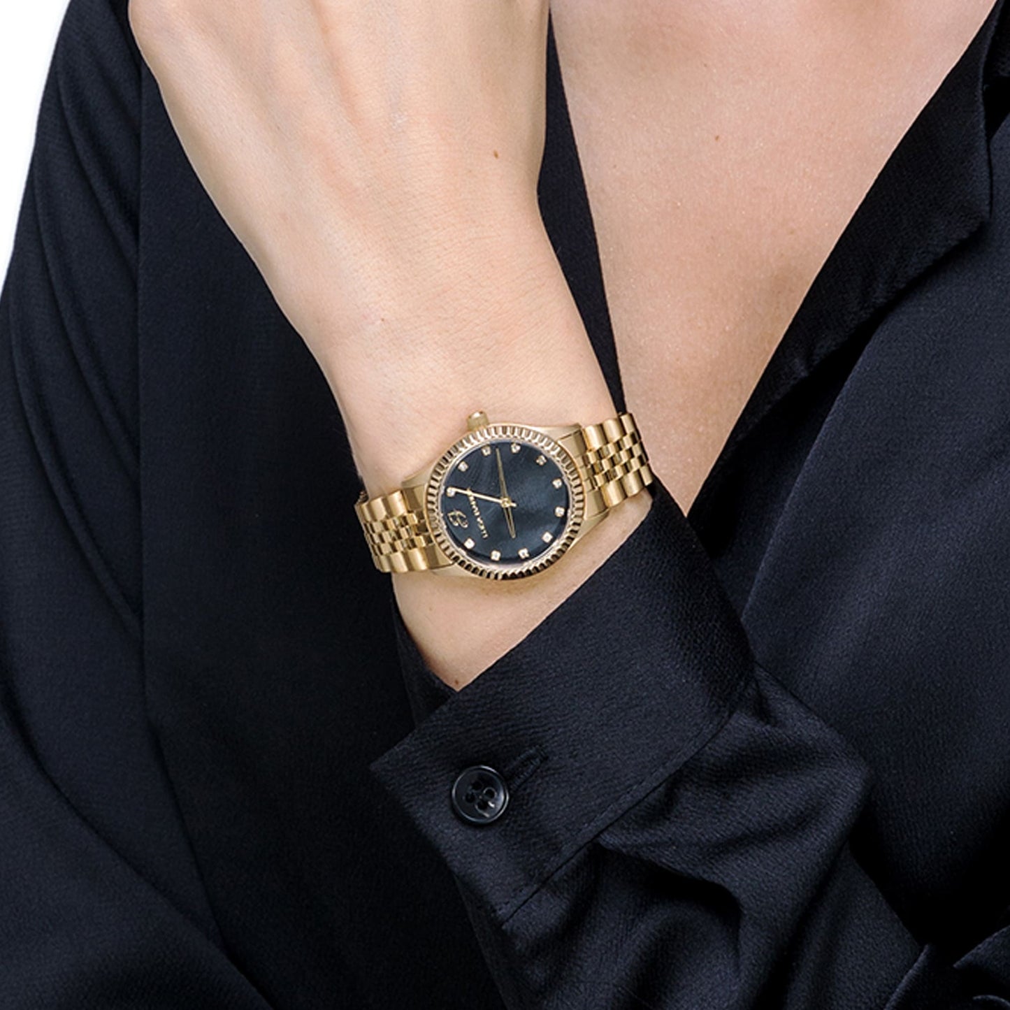 WOMEN'S STEEL CASE WATCH WITH BLACK DIAL