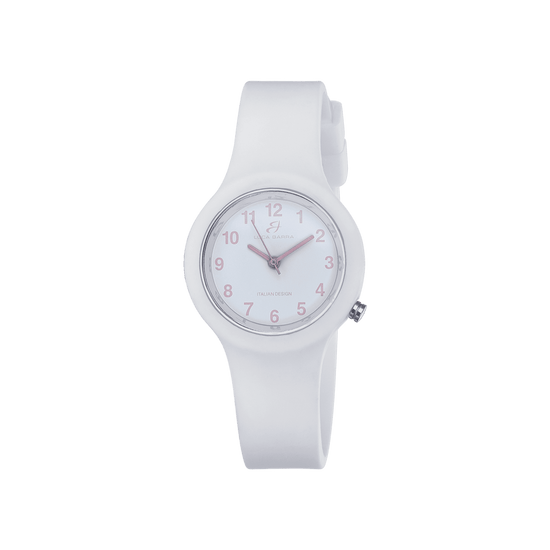 WOMEN'S WHITE SILICONE WATCH WHITE DIAL