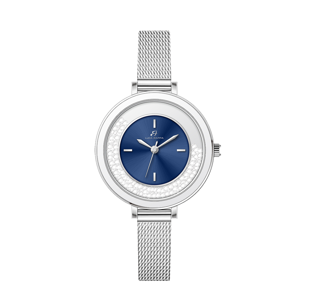 WOMEN'S WATCH WITH STEEL CASE WHITE CERAMIC BEZEL