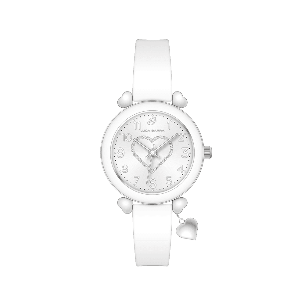 WHITE SILICONE WOMEN'S WATCH AND HEART