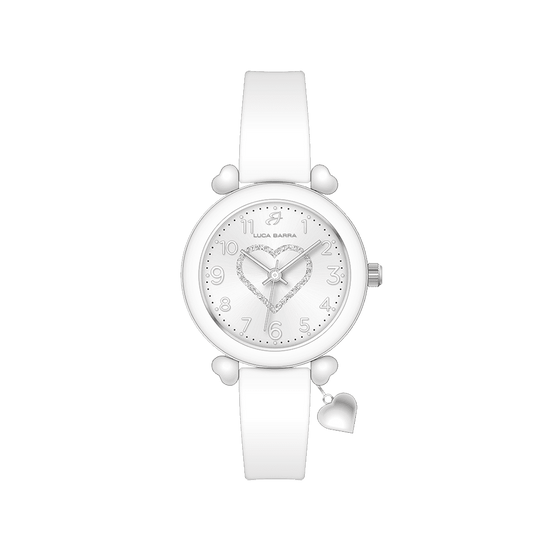 WHITE SILICONE WOMEN'S WATCH AND HEART