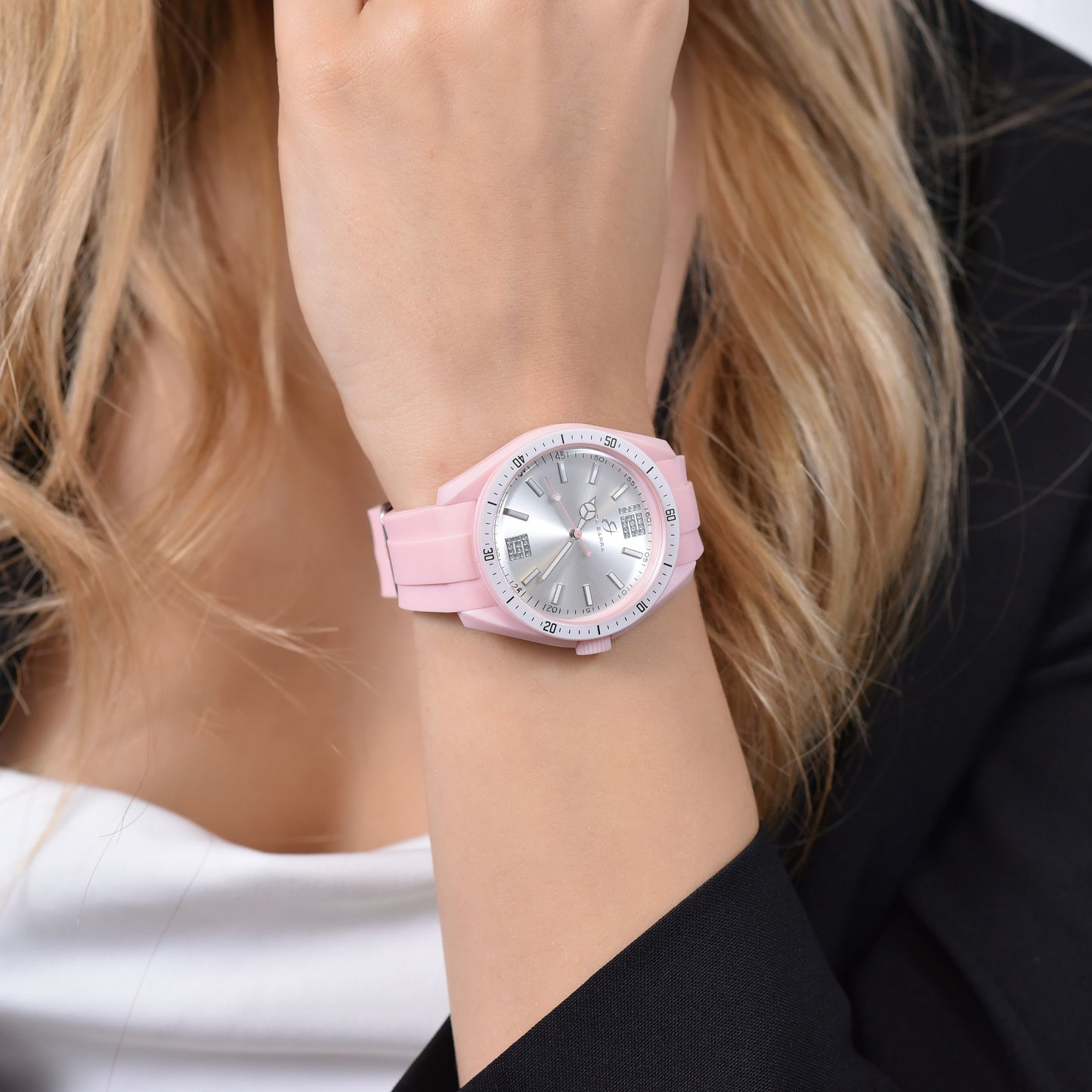 PINK AND WHITE SILICONE WOMEN'S WATCH