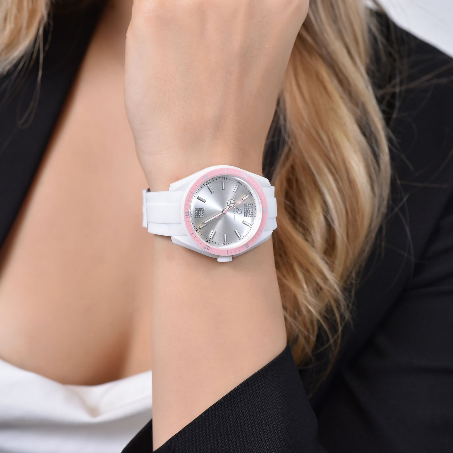 PINK AND WHITE SILICONE WOMEN'S WATCH