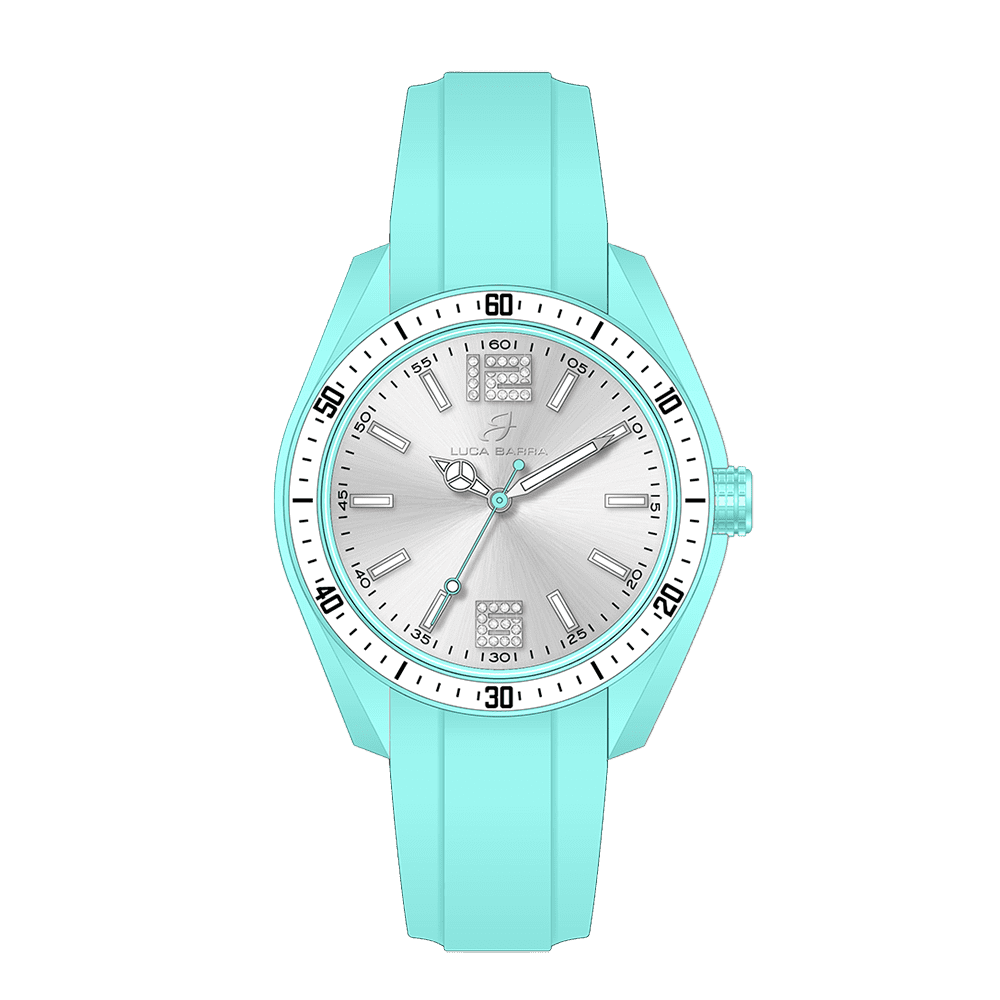 AQUAMARINE AND WHITE SILICONE LADIES WATCH