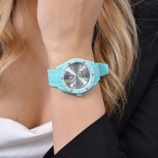 AQUAMARINE AND WHITE SILICONE LADIES WATCH