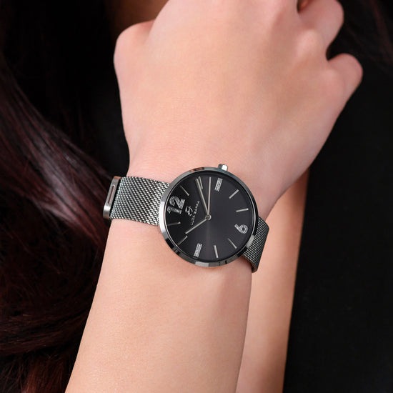 MILANO MESH STEEL WOMEN'S WATCH AND BLACK DIAL