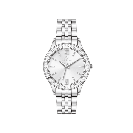 WOMEN'S STEEL WATCH WHITE CRYSTAL BEZEL