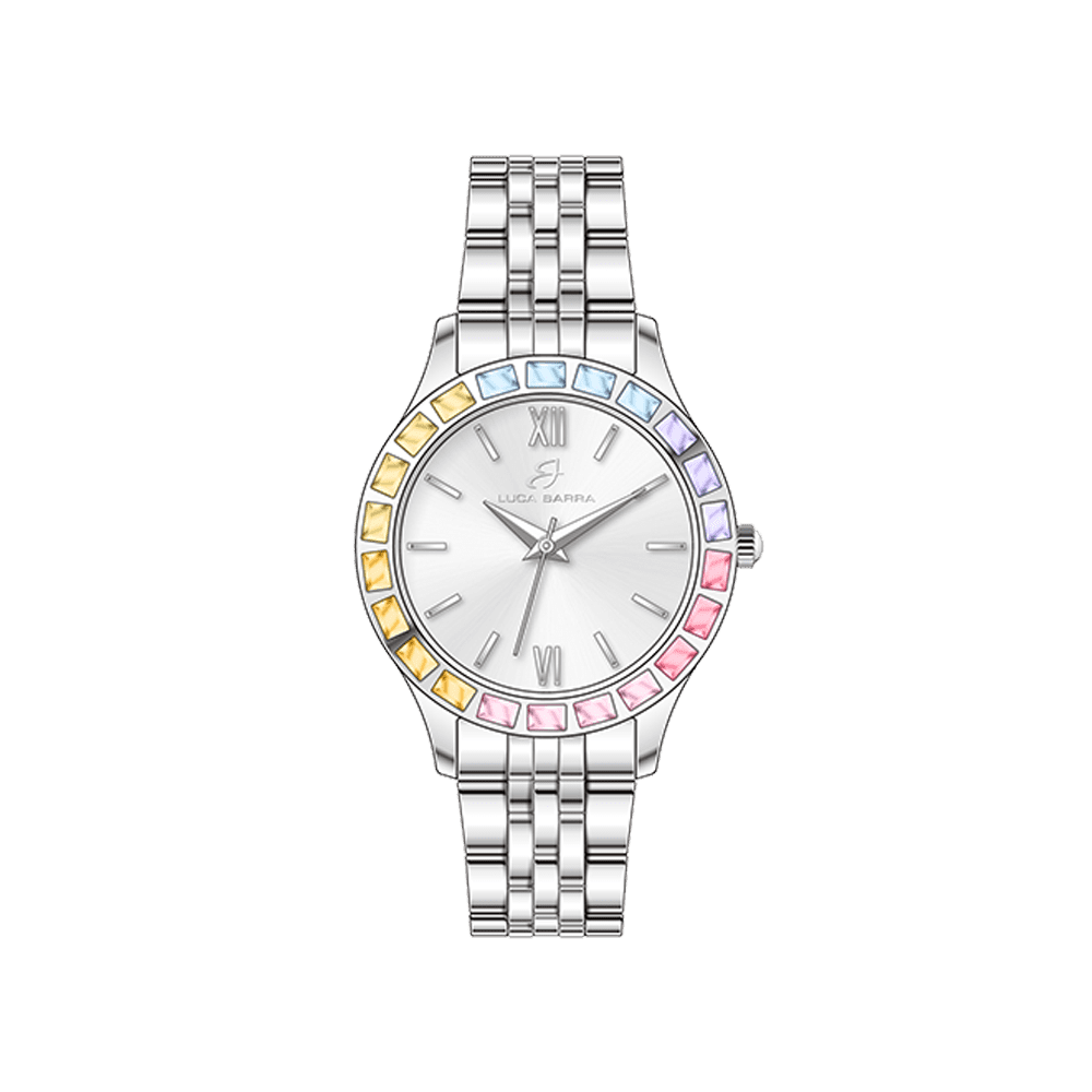 WOMEN'S STEEL WATCH MULTICOLOR CRYSTAL BEZEL