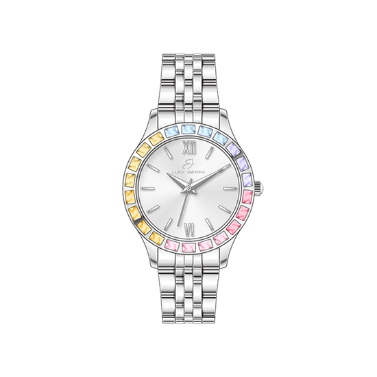 WOMEN'S STEEL WATCH MULTICOLOR CRYSTAL BEZEL