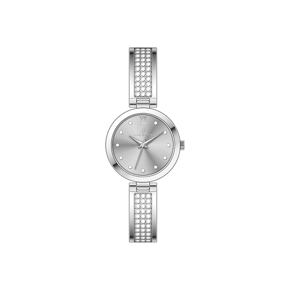 WOMEN'S STEEL CRYSTALS AND GRAY DIAL WATCH