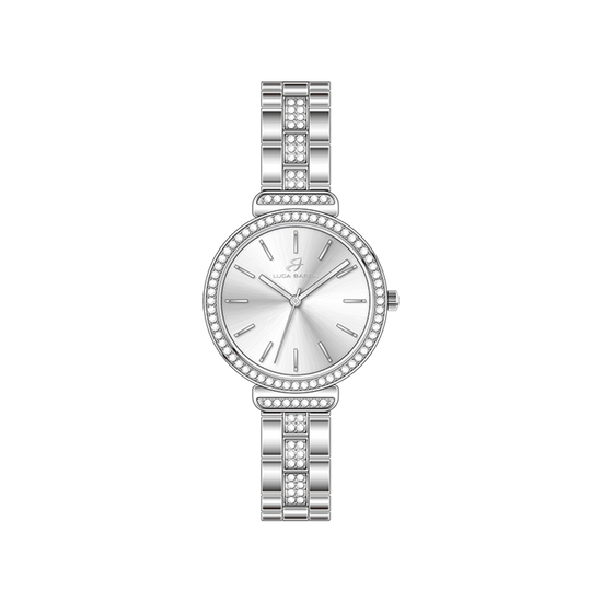 WOMEN'S CRYSTAL STEEL WATCH WITH GRAY BEZEL AND DIAL