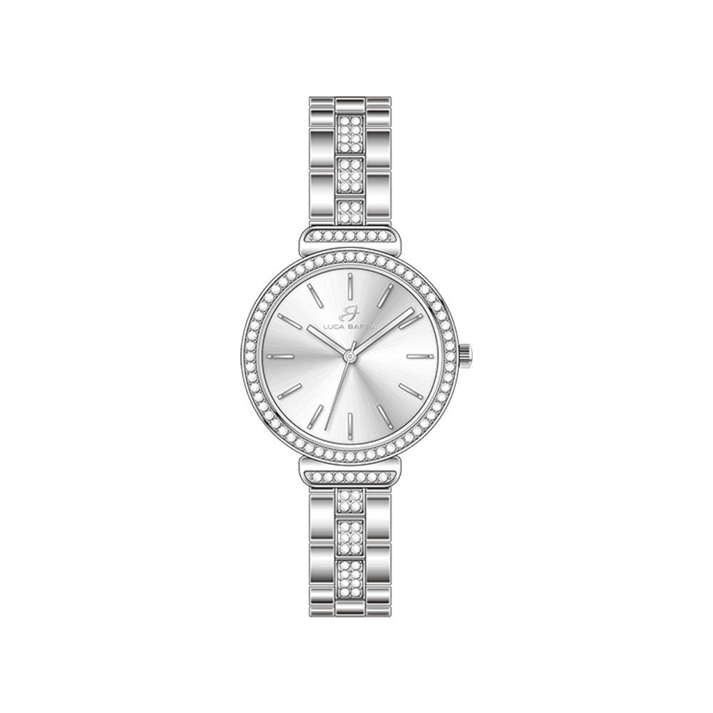 WOMEN'S CRYSTAL STEEL WATCH WITH GRAY BEZEL AND DIAL