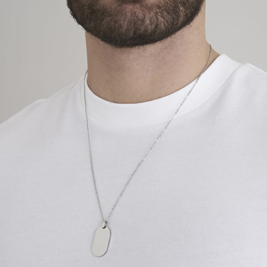 STEEL MEN'S NECKLACE WITH CUSTOMIZABLE PLATE