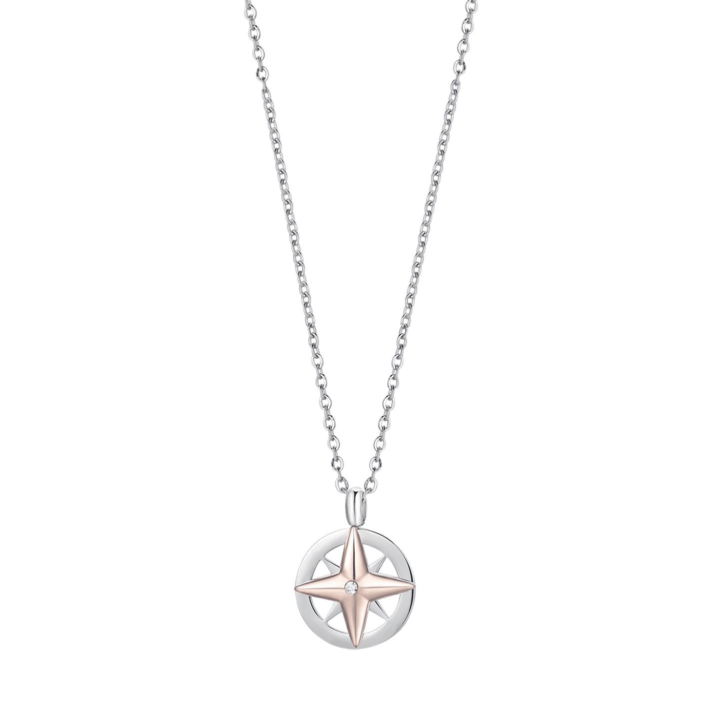 STEEL MEN'S WIND ROSE IP ROSE NECKLACE