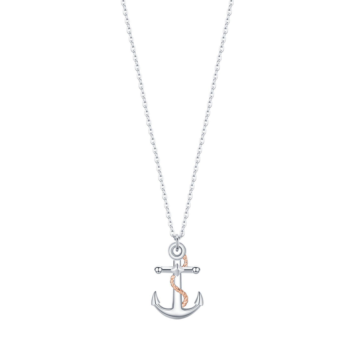 STEEL MEN'S NECKLACE WITH IP ROSE ANCHOR AND SILVER ELEMENTS