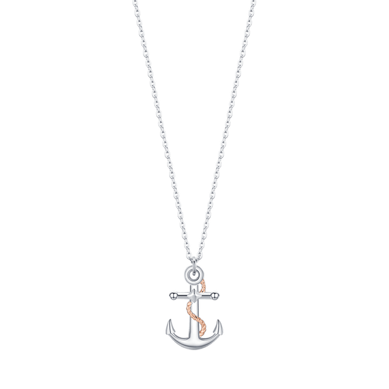 STEEL MEN'S NECKLACE WITH IP ROSE ANCHOR AND SILVER ELEMENTS