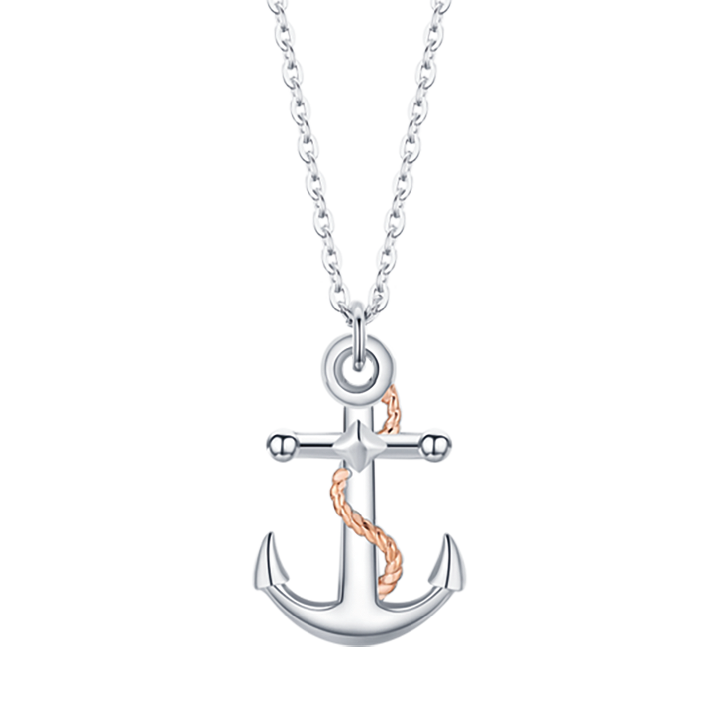 STEEL MEN'S NECKLACE WITH IP ROSE ANCHOR AND SILVER ELEMENTS