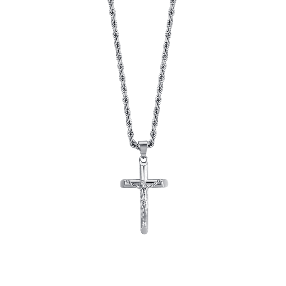 STEEL MEN'S NECKLACE WITH CRUCIFIX