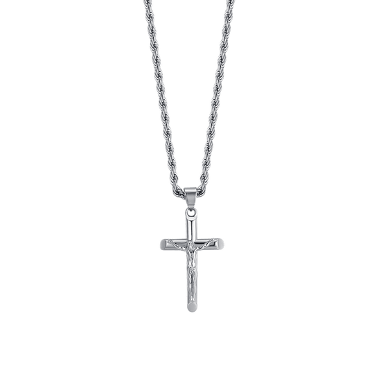 STEEL MEN'S NECKLACE WITH CRUCIFIX