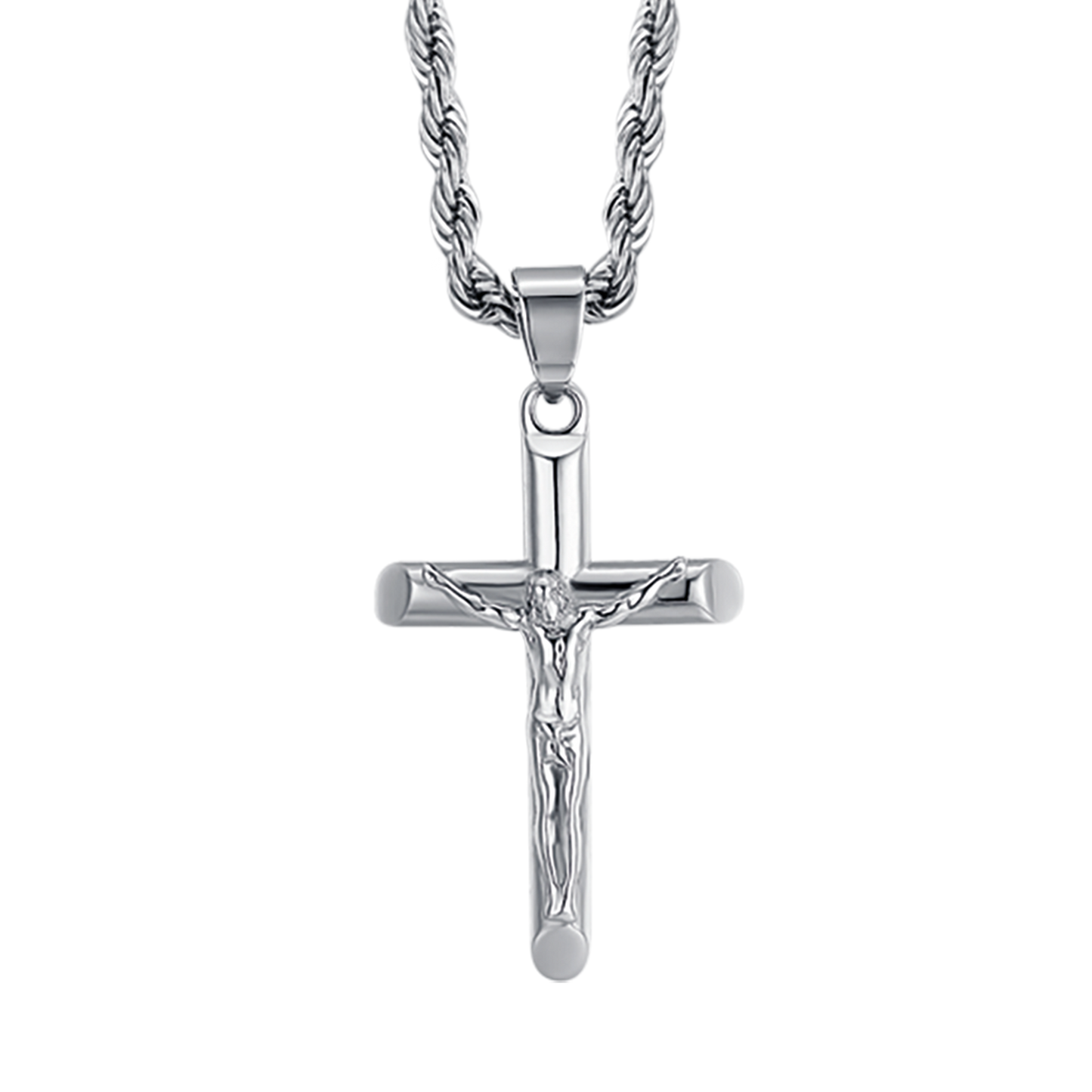 STEEL MEN'S NECKLACE WITH CRUCIFIX