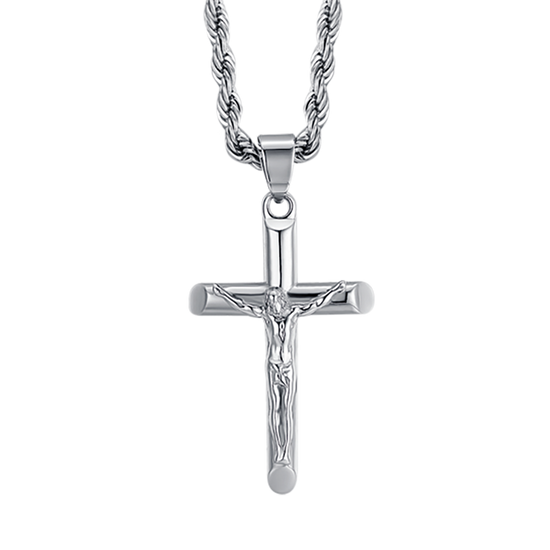 STEEL MEN'S NECKLACE WITH CRUCIFIX