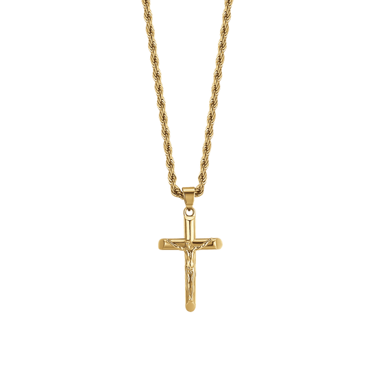 STEEL MEN'S NECKLACE WITH CRUCIFIX