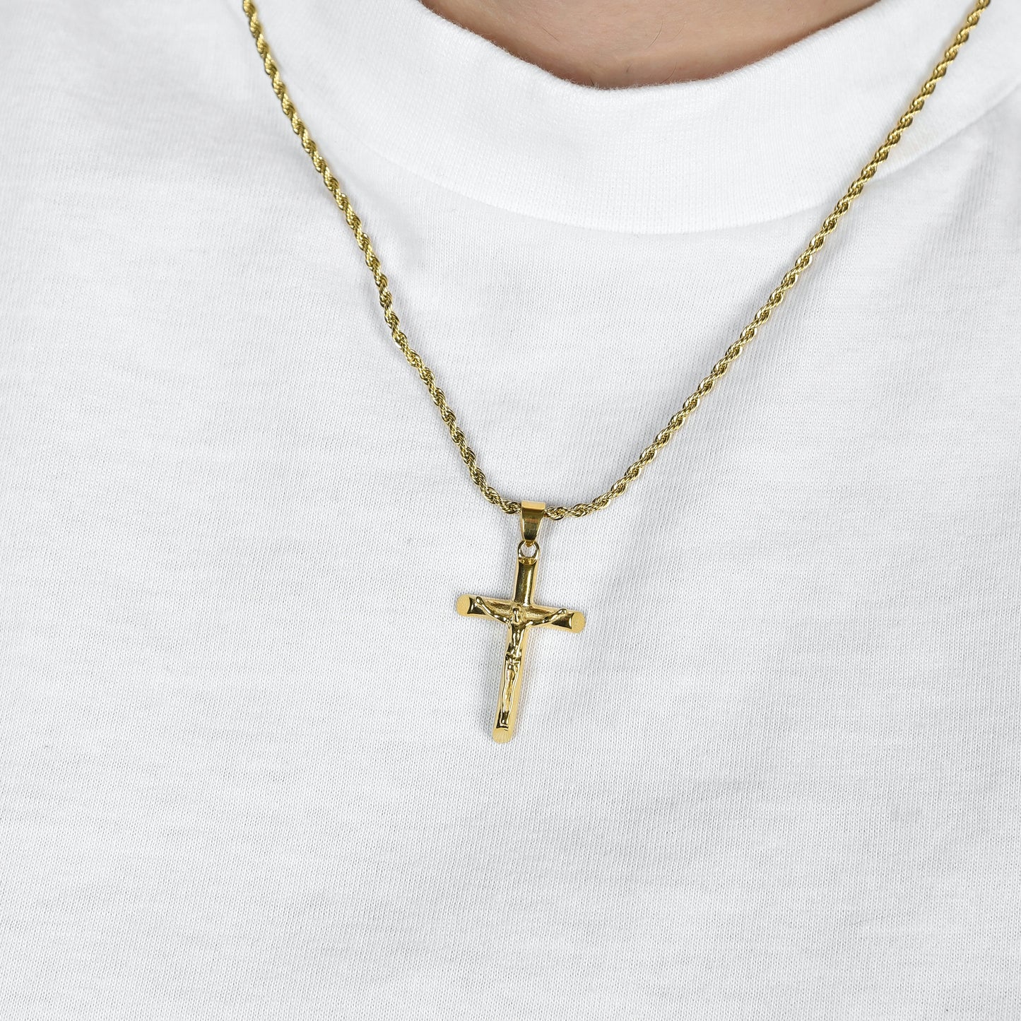 STEEL MEN'S NECKLACE WITH CRUCIFIX