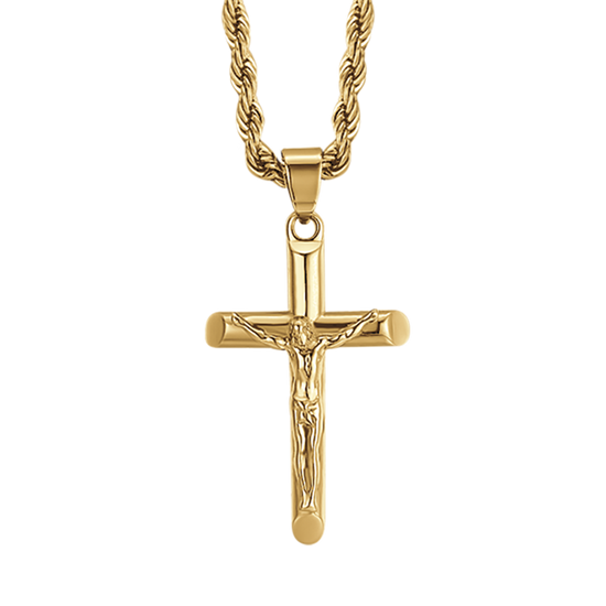 STEEL MEN'S NECKLACE WITH CRUCIFIX