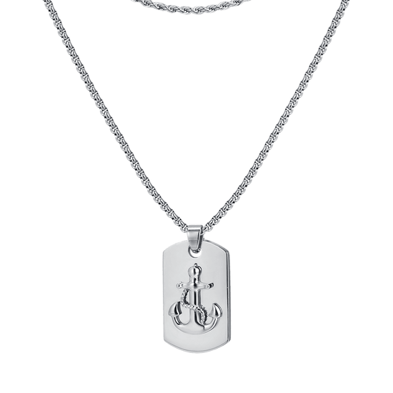 STEEL MEN'S NECKLACE WITH ANCHOR PLATE