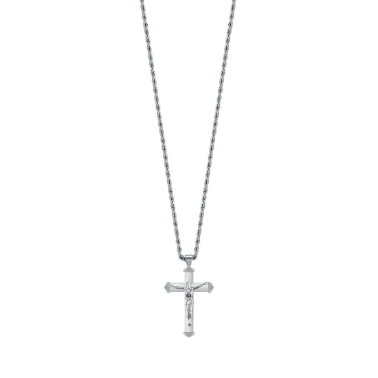 STEEL MEN'S NECKLACE WITH CRUCIFIX