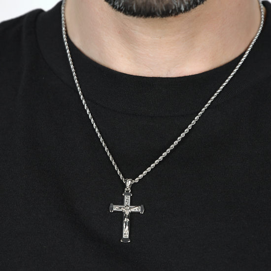 STEEL MEN'S NECKLACE WITH CRUCIFIX