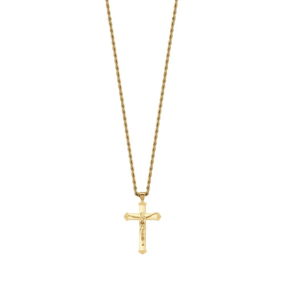 IP GOLD STEEL MEN'S NECKLACE WITH CRUCIFIX