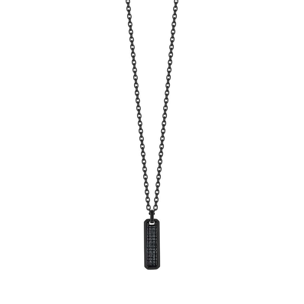 BLACK IP STEEL MEN'S NECKLACE WITH BLACK CRYSTAL ELEMENT