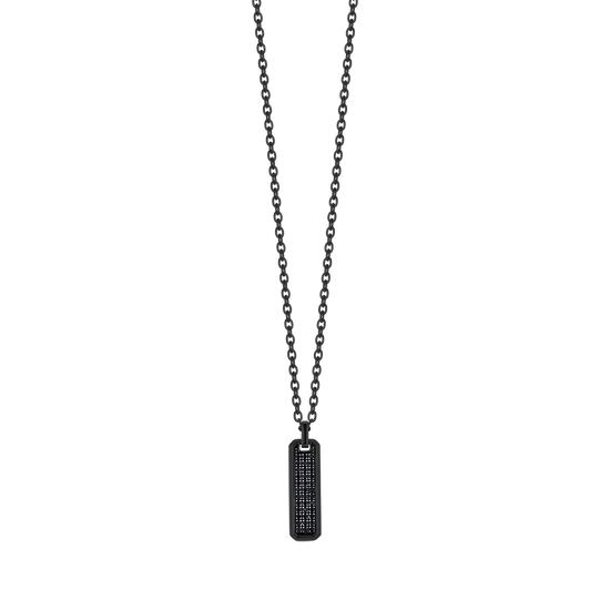 BLACK IP STEEL MEN'S NECKLACE WITH BLACK CRYSTAL ELEMENT