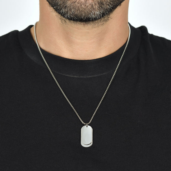 STEEL MEN'S NECKLACE WITH SILVER PLATES